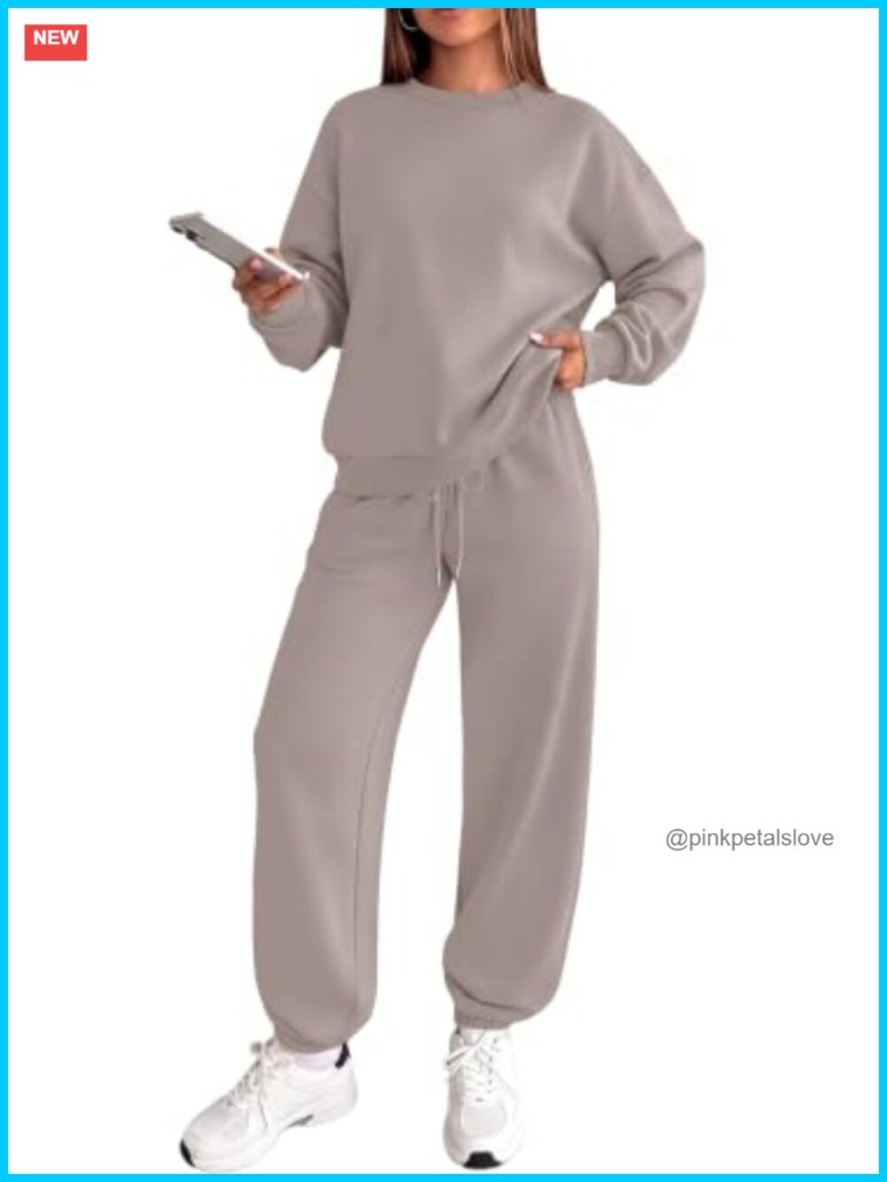 WIHOLL Women's 2 Piece Sweatsuit Set Crewneck Jogger Lounge Set